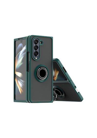 Samsung Galaxy Z Fold 6 Uyumlu Kılıf Yüzüklü Standlı Extra Darbe Koruma Sert Kapak - Yeşil