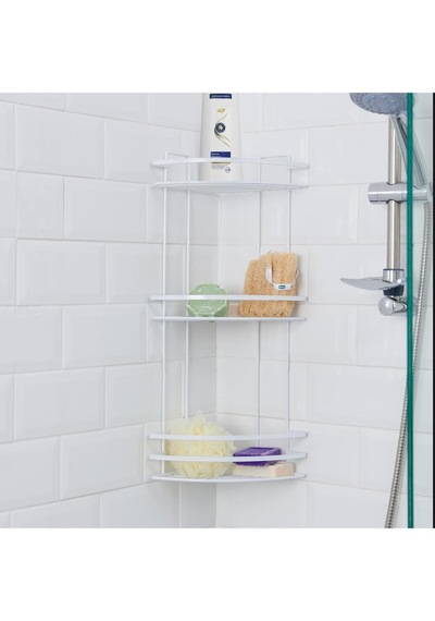 Suntel 3 Katlı Köşe Banyo Köşe Rafı - Beyaz