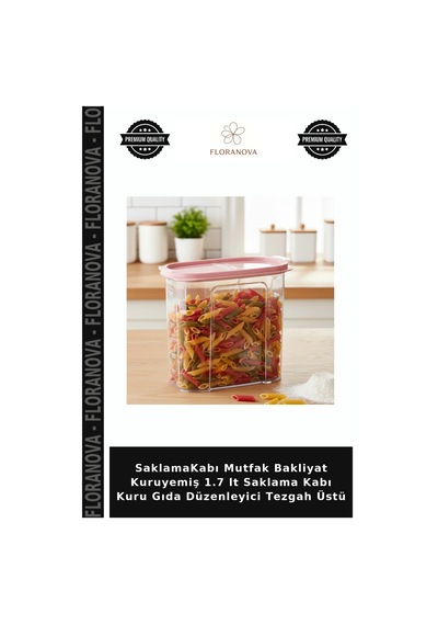 Saklamakabı Mutfak Bakliyat Kuruyemiş 1.7 Lt Saklama Kabı Kuru Gıda Düzenleyici Tezgah Üstü Şeffaf