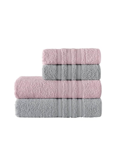 Riona Pamuklu 50x90-70x140 Cm 4'lü Banyo Havlu Seti Pembe Genel