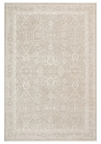 Zes Collection Modern Vintage Desenli Eskitme Dokuma Yumuşak Salon Halısı Bej - Krem