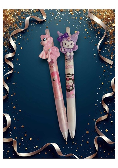 Belkıss Dönen Başlıklı Kuromi-unicorn Desenli Uçlu Kalem 0.7 Uç Hediyeli 2 Adet