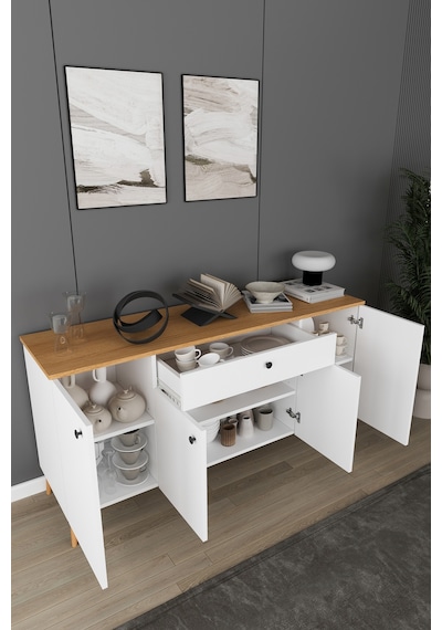 Lüks Yemek Odası Takımı 3 Parça %100 Mdf Konsol Yemek Masası Tv Ünitesi Yt01 Beyaz - Karına Lüks Yemek Odası Takımı 3 Parça %100 Mdf Konsol Yemek Masası Tv Ünitesi Yt01 Beyaz - Karına