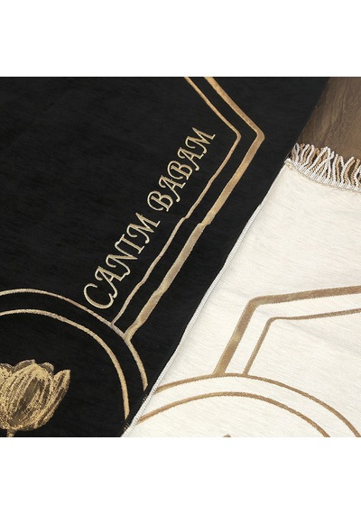 İsminizi Seccadeye Yazıyoruz Kalbi Tamamla Eşlere Özel Çiftli Seccade Siyah Beyaz Gold İşlemeli 70 120cm330gr Tek Ürün Ölçüsü Çok Renkli