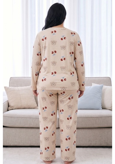 Siyah İnci Desenli Termal Kumaşlı Ultra Soft Yumuşak Büyük Beden Battal Boy Örme Pijama Takımı 26226724 Krem Siyah İnci Desenli Termal Kumaşlı Ultra Soft Yumuşak Büyük Beden Battal Boy Örme Pijama Takımı 26226724 Krem