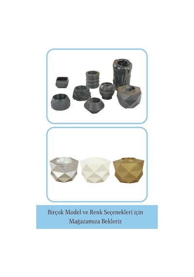 Mumluk Şamdan 3 Adet Tealight Ve İnce Mum Uyumlu Prizma Model - Siyah