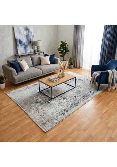 Mermer Desenli 200 X 300 Bambu Yün Halı Gri
