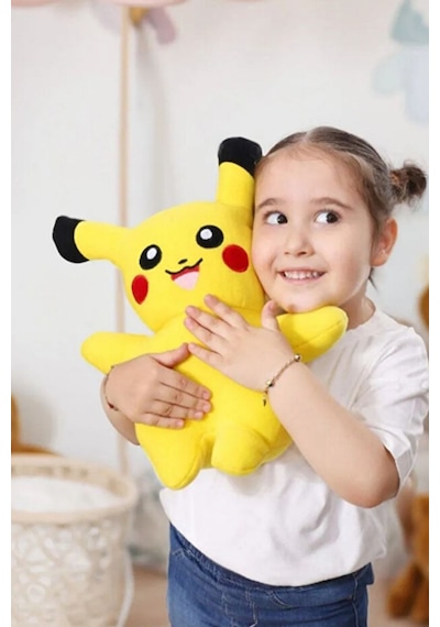 Büyük Boy Pokemon Pikachu Peluş Oyuncak Pokemon Pikaçu Oyuncak 40 Cm Açık Sarı
