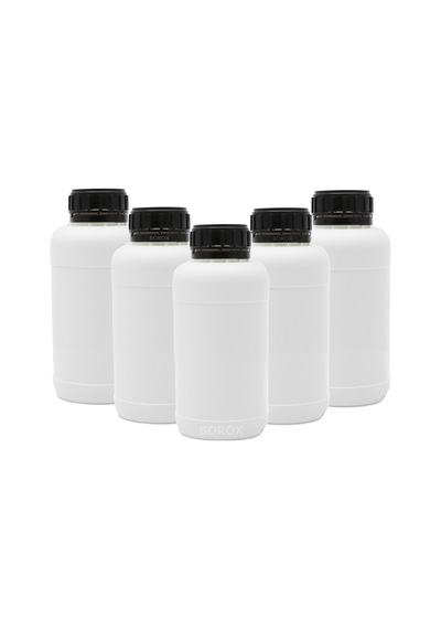 Borox Plastik Yuvarlak Siyah Kilit Kapaklı Numune Şişe 5 x 250 ML