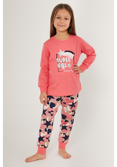 Rolypoly Super Girl Find Your Magic Pembe Kız Çocuk Uzun Kol Pijama Takım Pembe