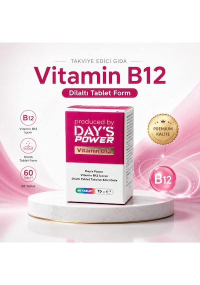 Day S Power Vitamin B12 Dilaltı Tablet 60 Tablet Takviye Edici Gıda