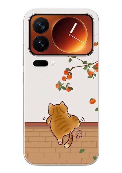 Xiaomi 17 Pro Max Uyumlu Kedi Tırmanıyor Baskılı Silikon Kılıf Renkli