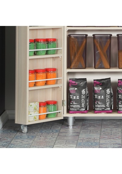 Pasific Home Guzzo Tekerlekli Kiler Çok Amaçlı Erzak Dolabı 80 cm Açık Meşe