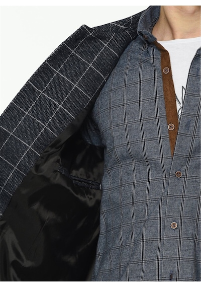 Plt8206 Dewberry Erkek Palto-Desenli Lacivert-Desenli Lacivert