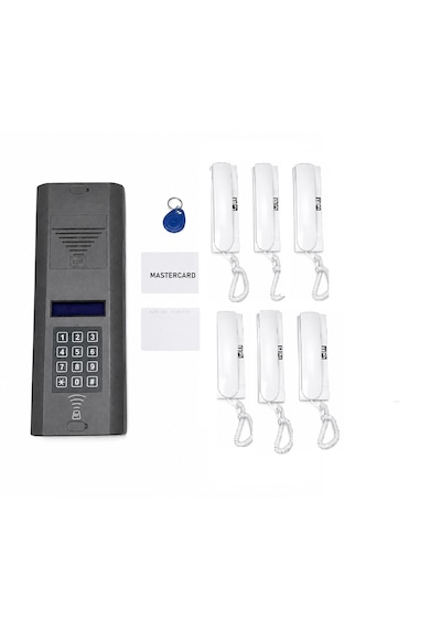 Kart Okumalı Dijital Panel Ve Telefonlu Konuşma Apartman Sistemleri 6 Daire Paket