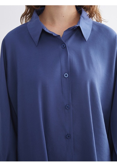Lcw Modest Mavi Oversize Kadın Gömlek Tunik Xl-2xl