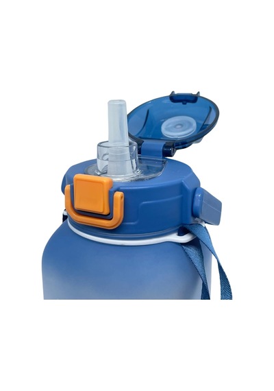 Vagonlife 1100ml Pipetli/pipetsiz Kullanım Sevimli Hayvanlar Desenli Kulplu Askılı Tritan Su Matara Lacivert Çok Renkli