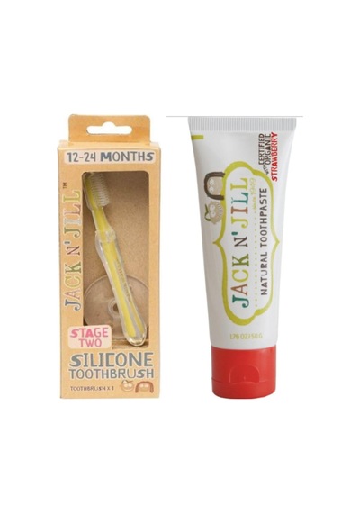 Tr Jill Bebek Diş Fırçalama Seti Silikon Diş Fırçası + Çilek Aromalı Macun 50g