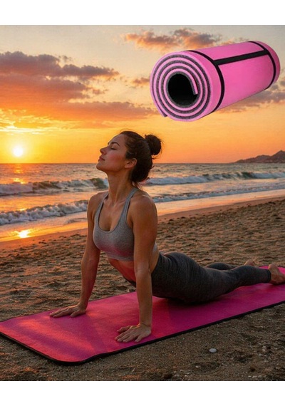 10mm Yoga Matı Pembe Çok Renkli
