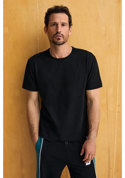 Grimelange Axıon Erkek %100 Organik Pamuklu Yuvarlak Yakalı Regular Fit Siyah T-shirt