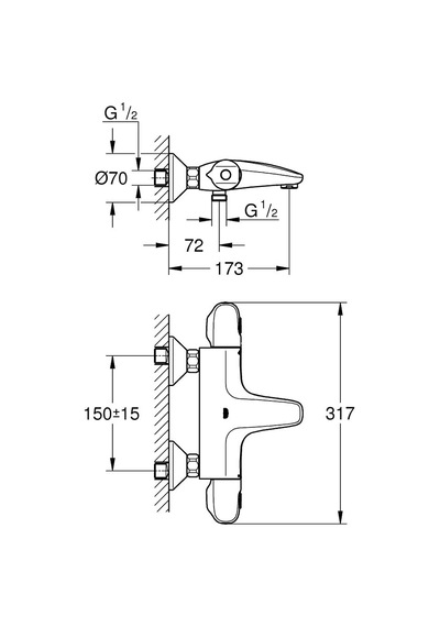 Grohe 34 816 003 Grohtherm 1000 Pro Termostatik Musluk Banyo Duş Donanımsız Krom