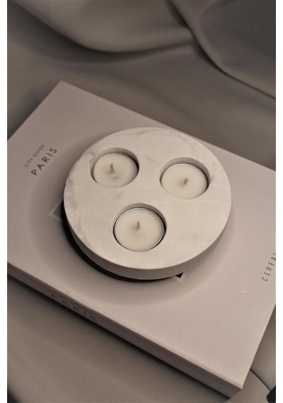 Bottiko Bottiko Beton 3 Göz Tealight Mumluk Beyaz Diğer