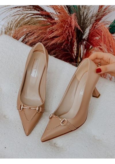 Ervanın Butiği Nude Cilt Mosscross Toka Detay Kadın Stiletto-3907