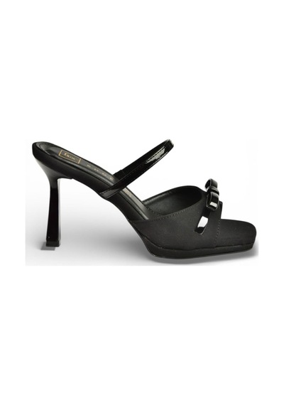 Fox Shoes Y518710204 Siyah Kumaş İnce Topuklu Kadın Terlik Siyah