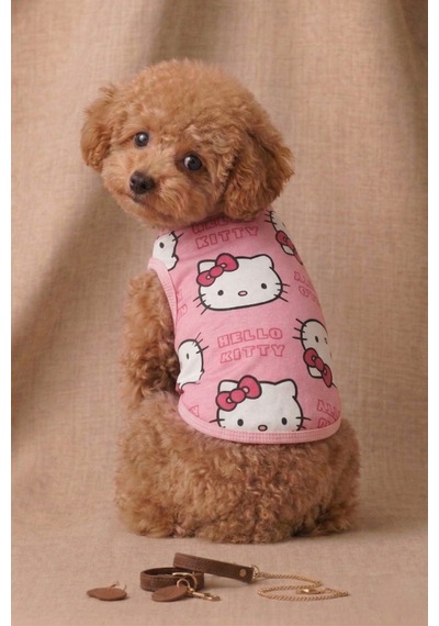 Hello Kitty Baskılı Kedi Köpek Penyesi - Yumuşak Dokulu Pembe Tişört