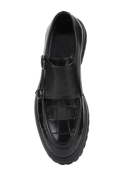 Shoetyle - Siyah Croco Deri Tokalı Erkek Klasik Ayakkabı 250-1616-763 Siyah