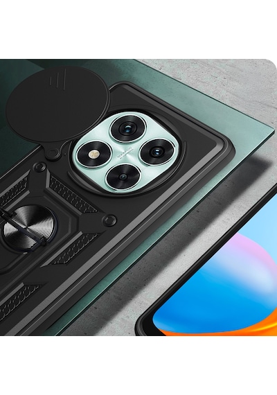 Xiaomi Poco X7 Kılıf Magnetik Standlı Kamera Korumalı Sürgülü Vega Kılıf Siyah