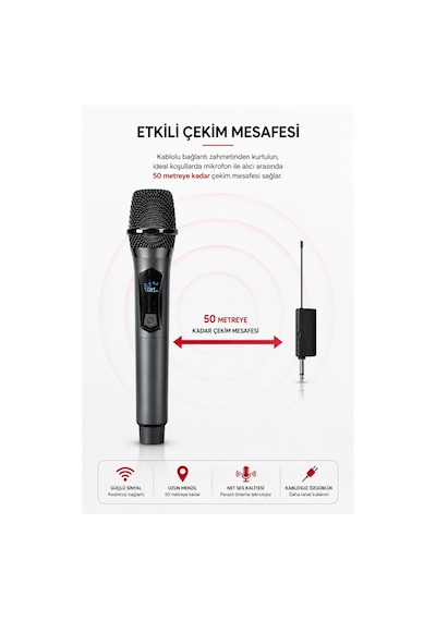 Jrl Wn-19 İkili Kablosuz Mikrofon Seti El Tipi Çiftli Mikrofon, Karaoke, Konferans Ve Sahne