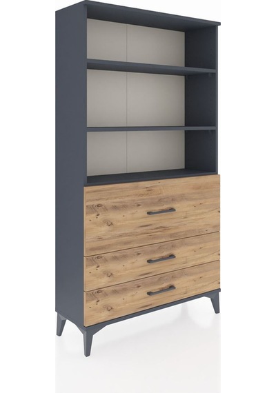 Arges Dolap 3 Raflı 3 Çekmeceli 88x30x163 Antrasit-çam Antrasit