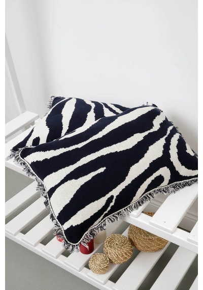 Peraluna Zebra Pıllow %100 Organik Pamuk Triko Yastık Kılıfı 60x40 Cm Lacivert - Lacivert