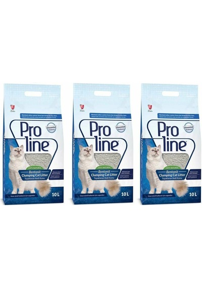 Proline Parfümsüz İnce Taneli Topaklaşan Bentonit Kedi Kumu 3 x 10 L