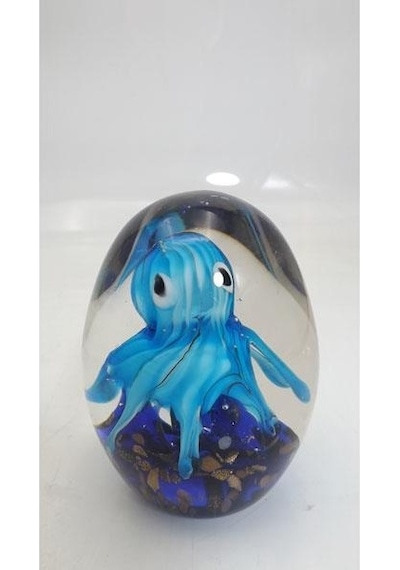 Lamedor Octopus Blue Ink Glass Decor 9x9x11 Cm