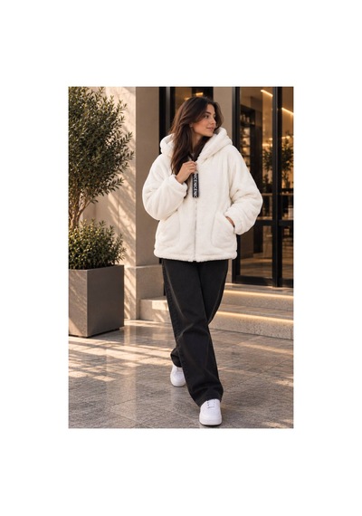 Öners Kadın Kapşonlu Peluş Fermuarlı Sweat Oversize Yumuşak Polar Hoodie Kışlık Sıcak Tutucu Beyaz Beyaz Öners Kadın Kapşonlu Peluş Fermuarlı Sweat Oversize Yumuşak Polar Hoodie Kışlık Sıcak Tutucu Beyaz Beyaz