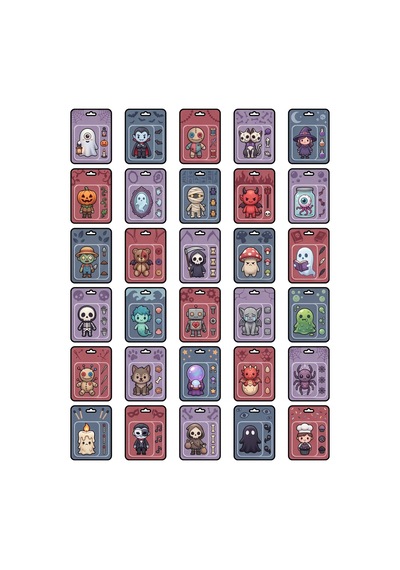 30 Adet Gotik Canavar Sticker Seti - Laptop Defter Telefon İçin Çok Renkli