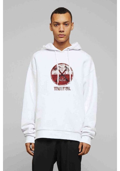 Pinkfloyd Beyaz Baskılı Beyaz Erkek Örme Kapşonlu Sweatshirt