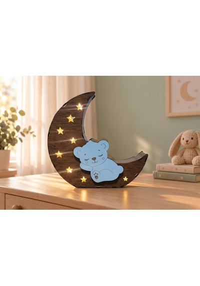 Çocuk Odası Ayıcık Led Gece Lambası Mavi