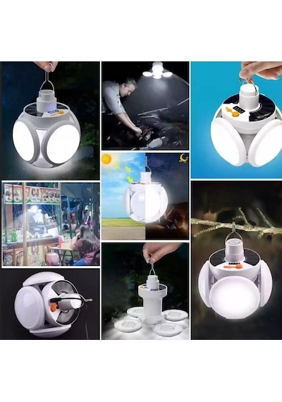 Sepetinegelsin 5 Ledli 3 Farklı Işık Modlu Açılıp Kapanabilir Led Kanatlı Güneş Enerjili Solar Aydınlatma Kamp Feneri