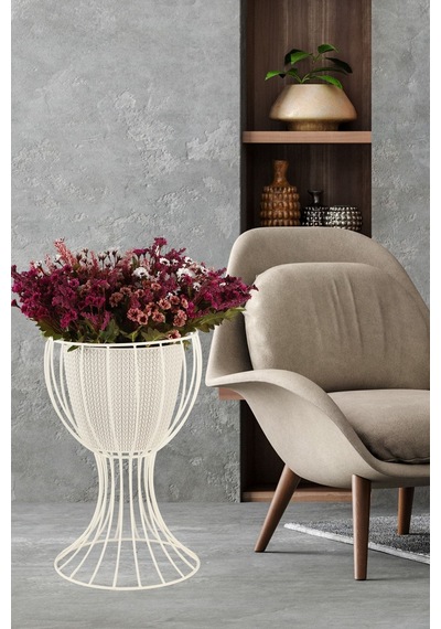 Anafor Saksılık Beyaz 43 Cm Krem Saksı