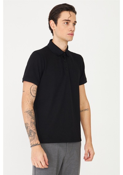 Siyah Polo Yaka T-shirt Siyah