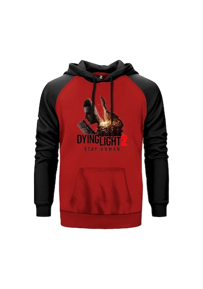 Dying Light Stay Human Kırmızı Renk Reglan Kol Sweatshirt Kırmızı