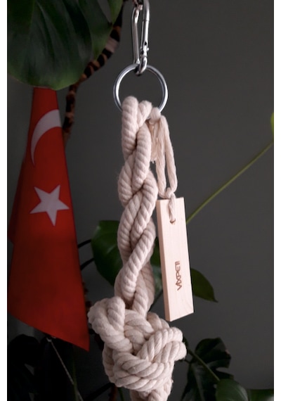 Vixpet Büyük Irk Papağan Tırmanma Halatı Uzunluk 90 Cm - Çap 30 Mm %100 Doğal Pamuk Halat Kafes Oyuncağı Stres Halat Macaw Kakadu Jako Amazon Eklektus Kayık Sultan