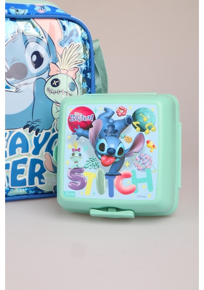 X Dekomus Lisanslı Stitch "ıconic Blue Collection" Termoslu Beslenme Çantası, 500 Ml Matara Ve Beslenme Kabı Seti Altın
