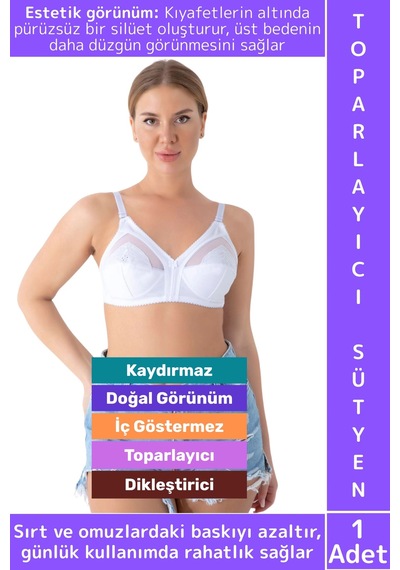 Wintoup İz İç Göstermez Meme Dikleştirici Şekillendirici Esnek Konforlu Estetik Şık Göğüs Toparlayıcı Sütyen Beyaz
