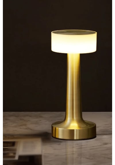 Modern Led Abajur Masa Lambası Dokunmatik 3 Mod Kademeli Şarjlı Dokunmatik Gold Masa Lambası Orta Kafa Gold