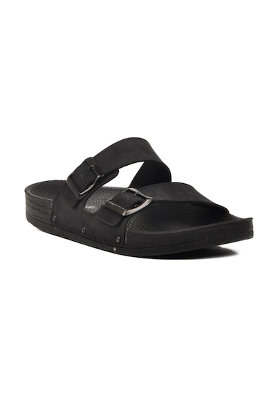 Pierre Cardin Pc-7241 Siyah Nubuk Çift Bantlı Erkek Terlik 001