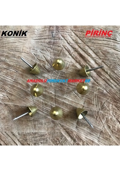Konik Sivri Kabara Raptiye Koltuk Çivisi Pirinç Sarı 9 MM 1000 Ade